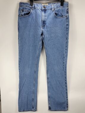LL Bean Straight Leg Standard Fit Work Blue Jeans Men 35x34 Outdoor Classic Job